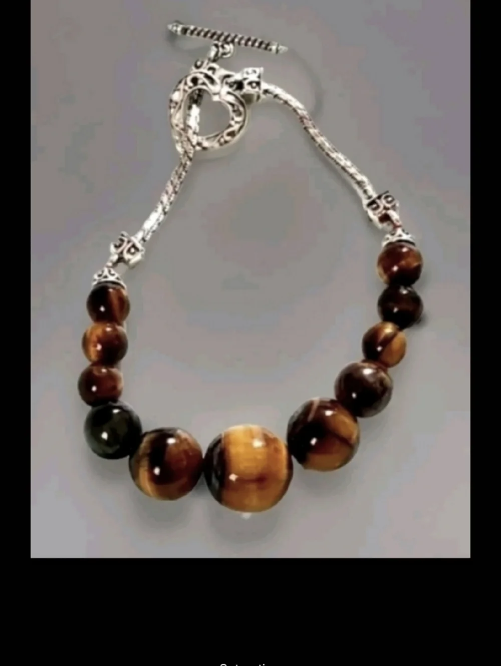 South African Graduated Bead Toggle Bracelet Platinum Plated sz 7.25 to 8